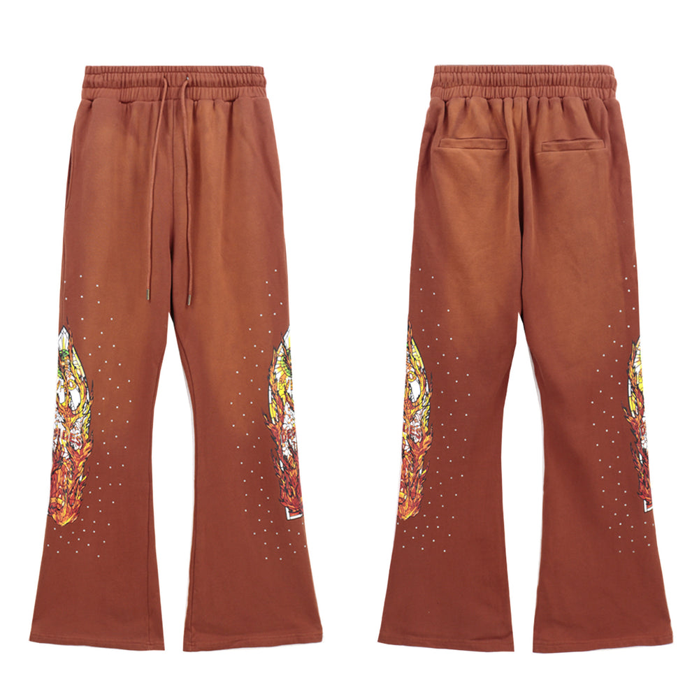 Who Decides War Flame Stained Glass Sweatpants - Brown/Copper Wash