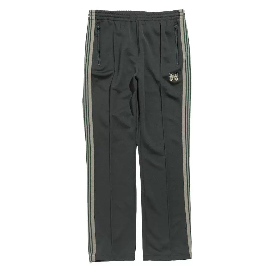 Needles Style Embroidered Butterfly Side-Stripe Track Pants - Dark Grey/Light Grey
