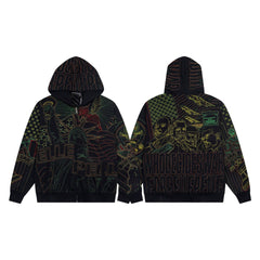 Who Decides War All-Over Print Zip-Up Hoodie - Black/Multi