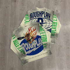 Roughplay Flaming Angel Graphic Heavyweight Long-Sleeve Tee - Vintage Sand/Blue