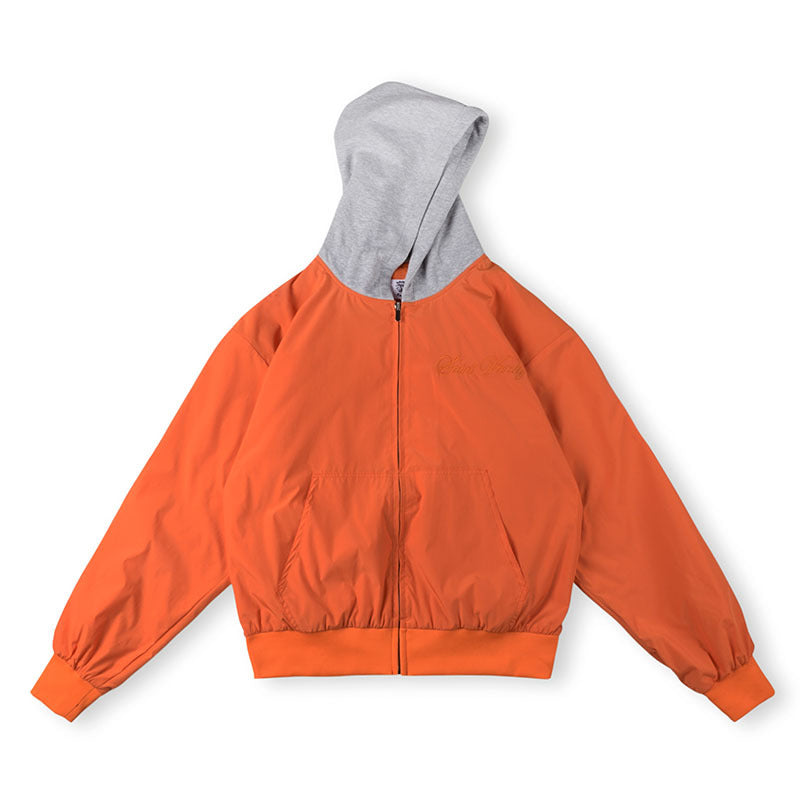 Saint Vanity Contrast Hooded Zip Jacket - Orange/Grey