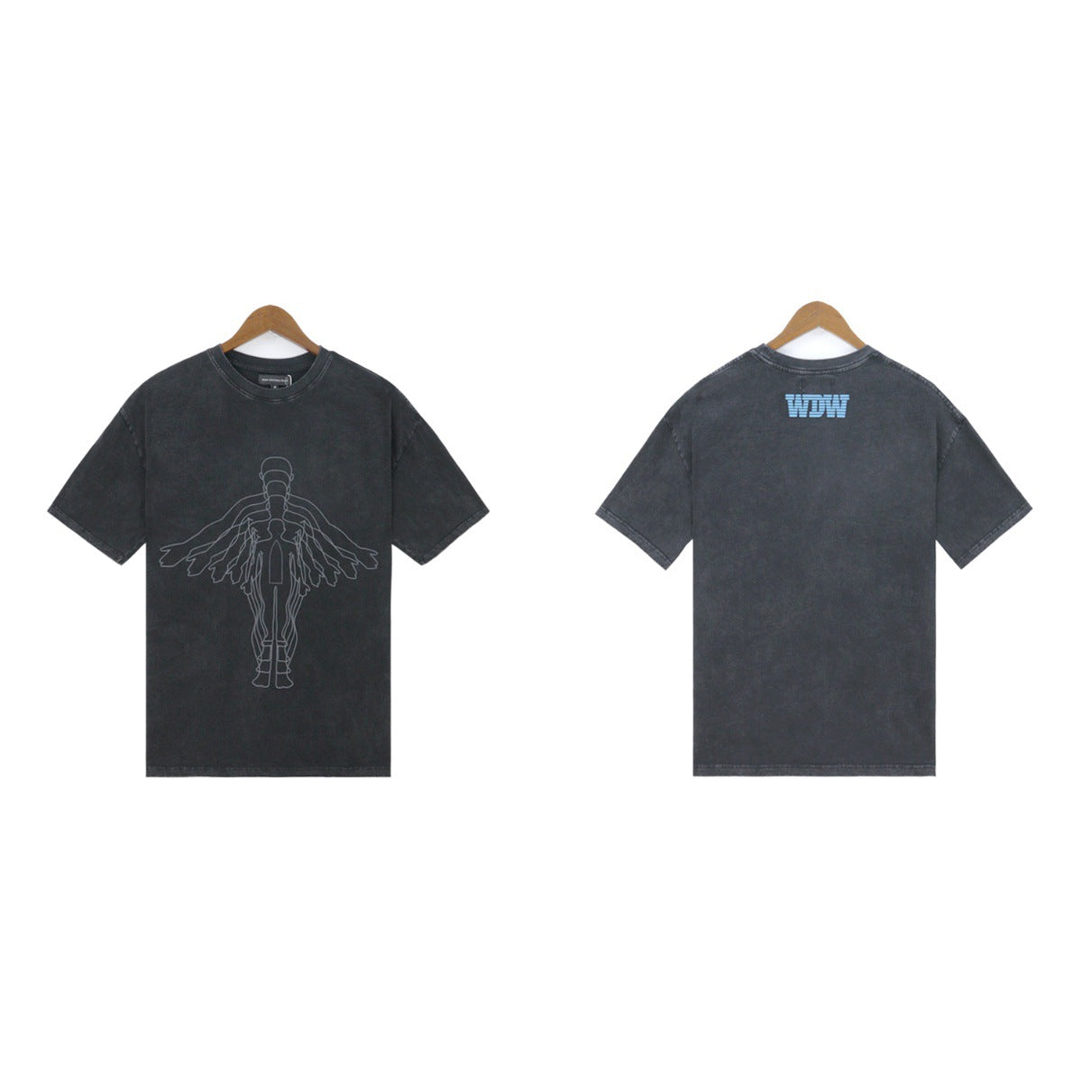 Who Decides War Winged Anatomy Graphic T-Shirt - Washed Black/White