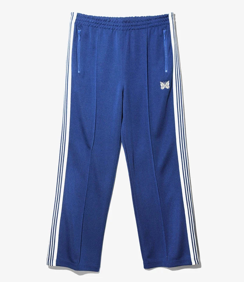 Needles Style Embroidered Butterfly Side-Stripe Track Pants - Royal Blue/White
