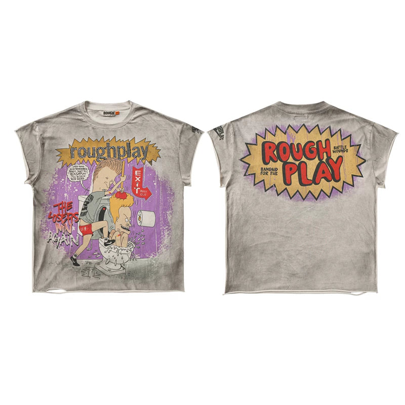 Rough Play Vintage Cartoon Graphic Sleeveless Tee