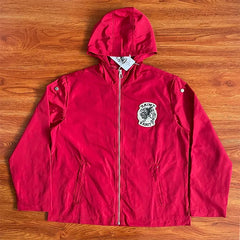 SAINT VANITY Embroidered Rivet Sports Style Casual Windbreaker - Red