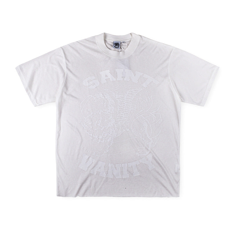 SAINT VANITY Winged Creature Graphic Short-Sleeve T-Shirt - White / Tonal White