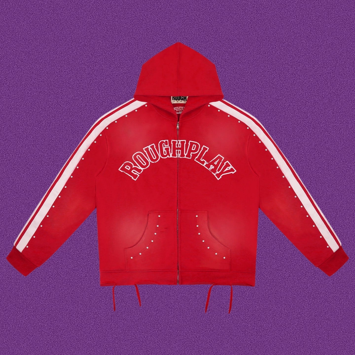 Roughplay Arch Logo Track Zip-Up Hoodie - Red