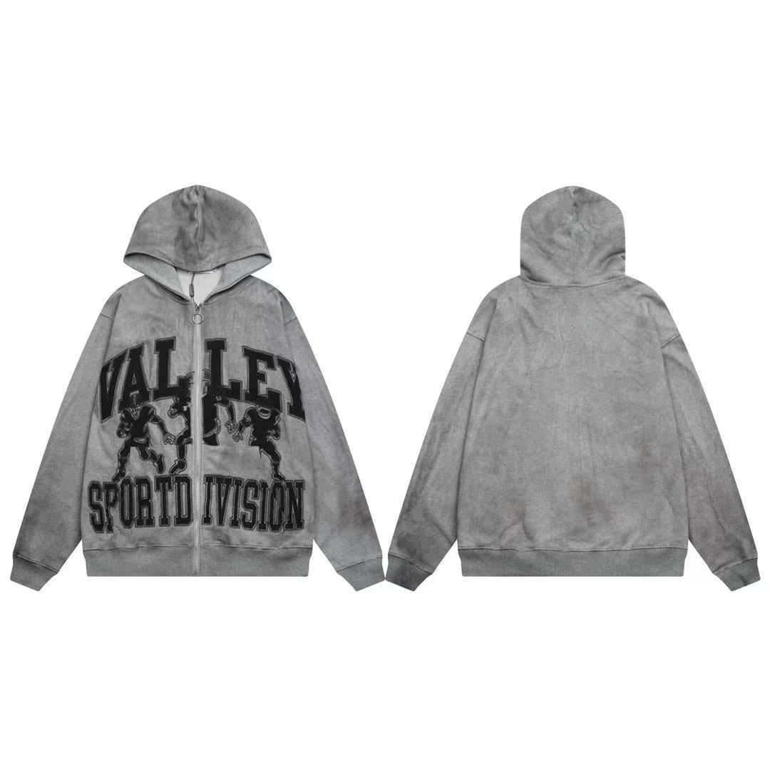 Vale Forever Valley Sport Division Vintage Wash Full-Zip Hoodie grey