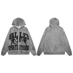 Vale Forever Valley Sport Division Vintage Wash Full-Zip Hoodie grey