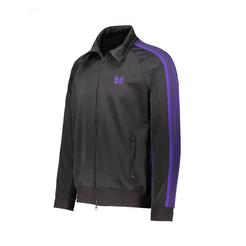Needles Style Embroidered Butterfly Track Jacket - Black/Purple