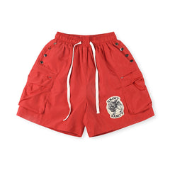 Saint Vanity Multi-Pocket Cargo Utility Shorts - Red