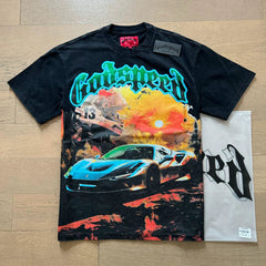 Godspeed Supercar Racing Graphic Tee Cotton Acid Washed Shirt
