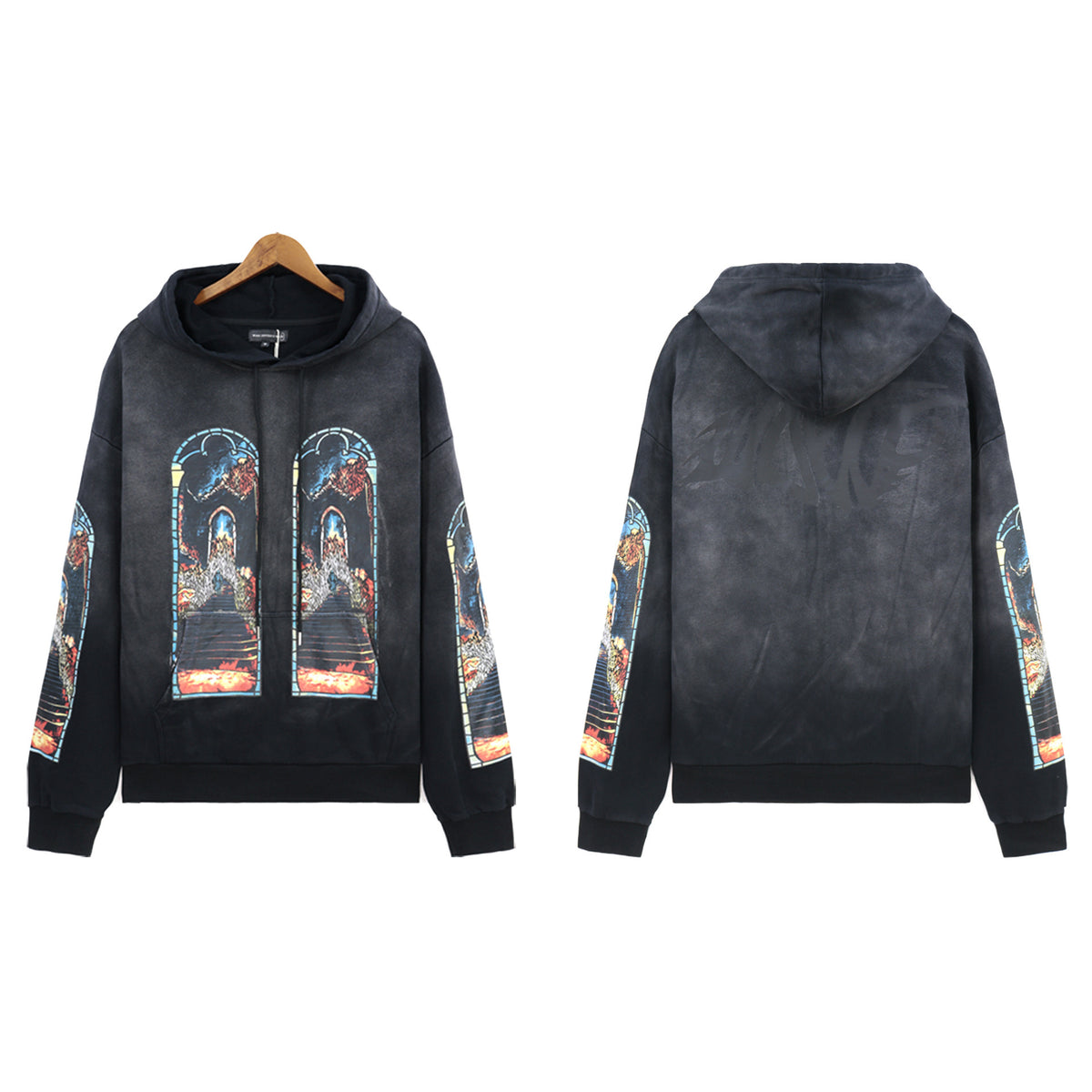 Who Decides War Vintage Washed Stained Glass Hoodie - Washed Black