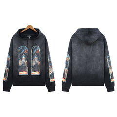 Who Decides War Vintage Washed Stained Glass Hoodie - Washed Black