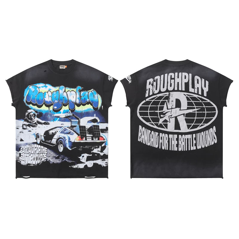 Rough Play "Bandaid for the Battle Wounds" Time Machine Graphic Sleeveless Tee
