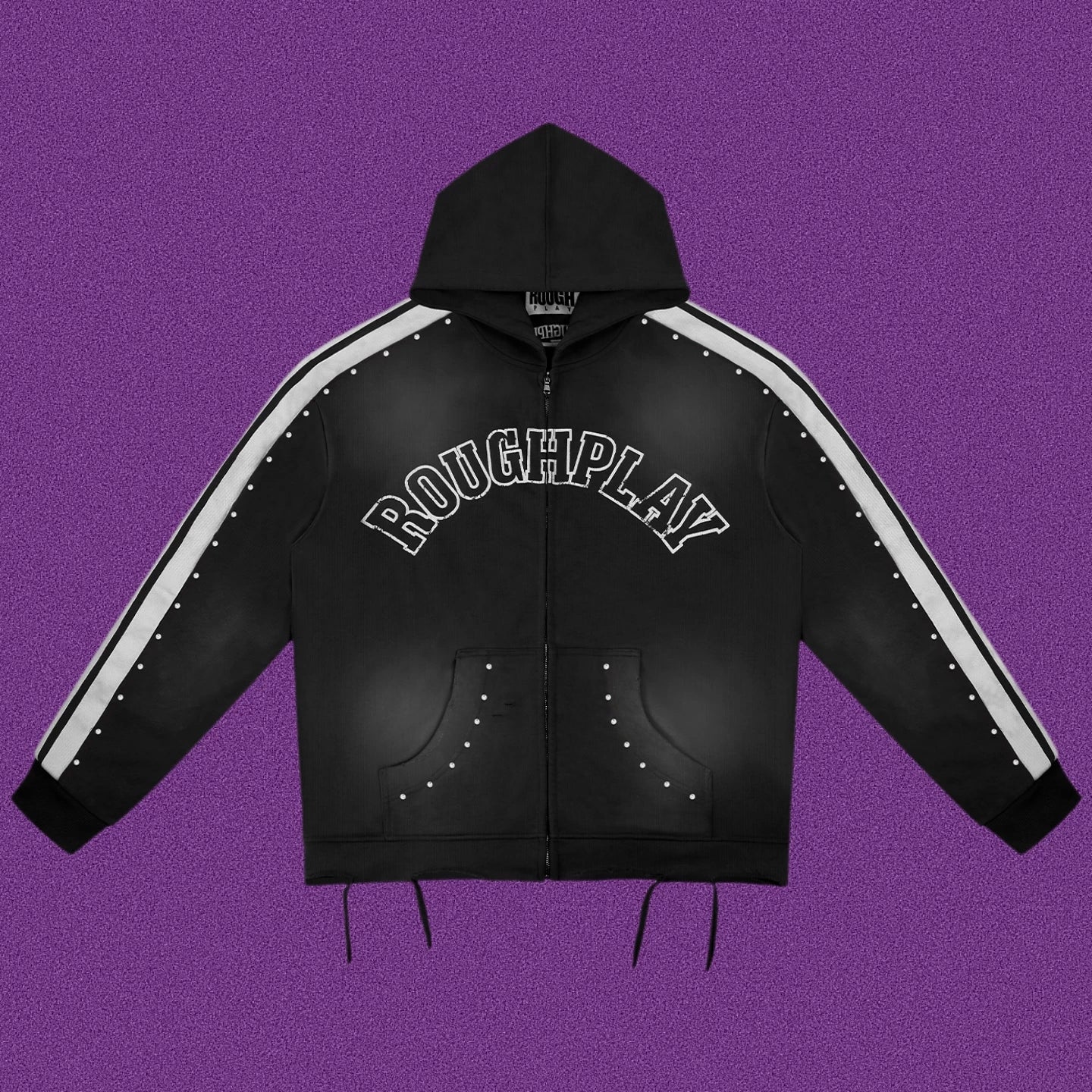 Roughplay Arch Logo Track Zip-Up Hoodie - Black