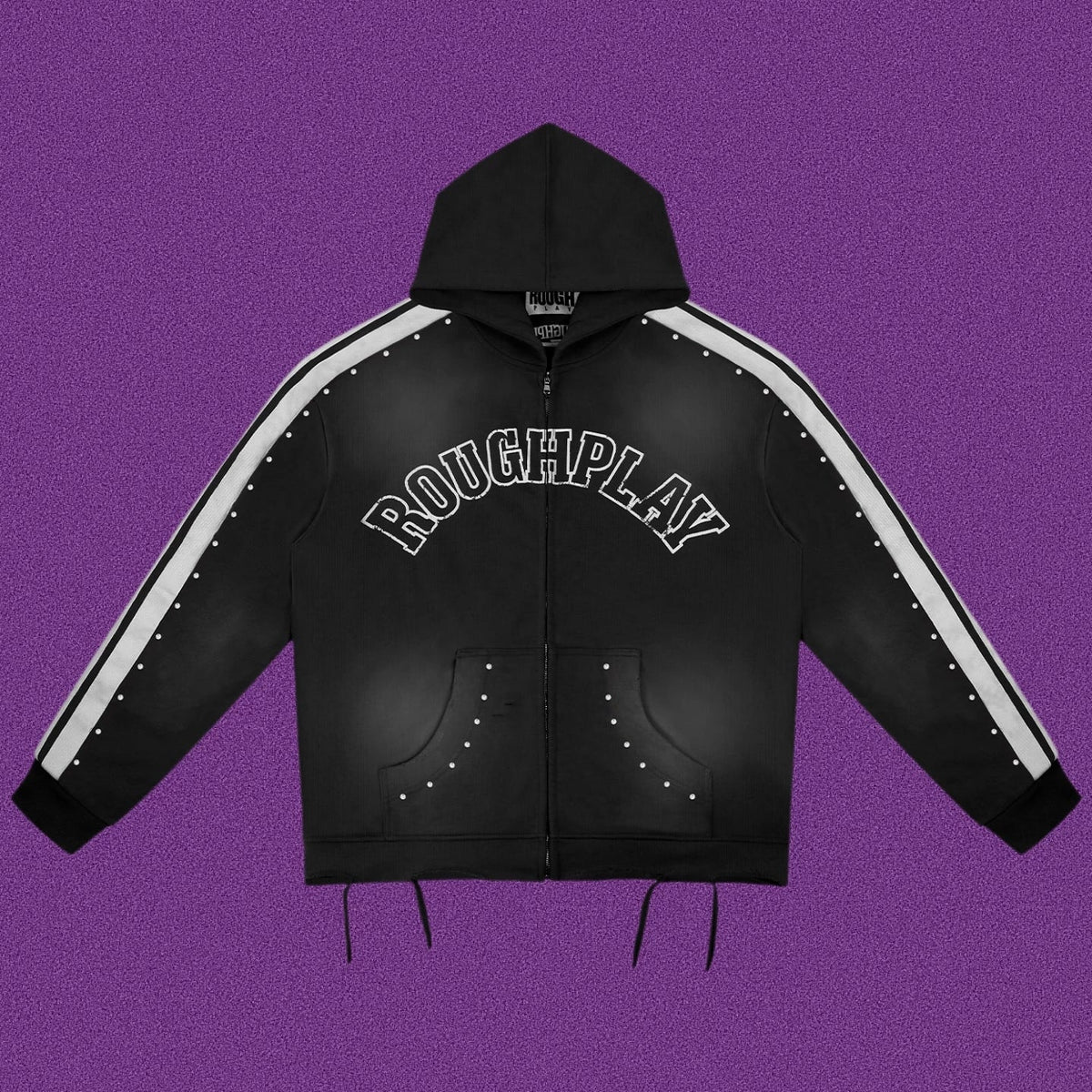 Roughplay Arch Logo Track Zip-Up Hoodie - Black