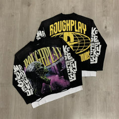 Roughplay Skull Graphic Heavyweight Long-Sleeve Tee - Black/Yellow