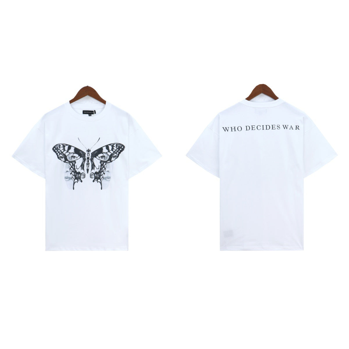 Who Decides War Butterfly Eye Graphic T-Shirt - White
