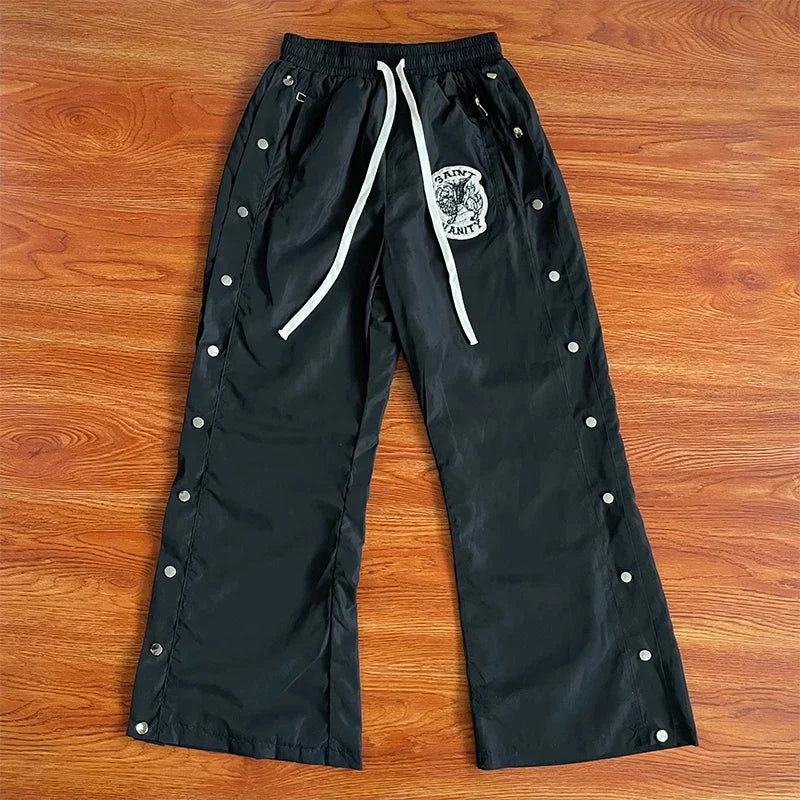 Saint Vanity Side-Snap Utility Cargo Pants - Black