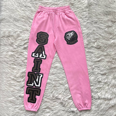 Saint Vanity Varsity Applique Sweatpants - Pink