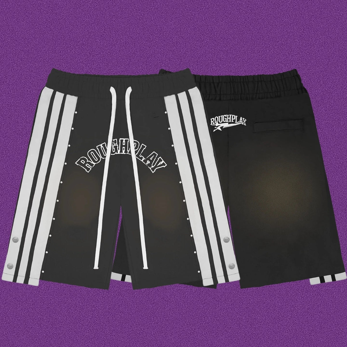 Roughplay Arch Logo Track Shorts - Black