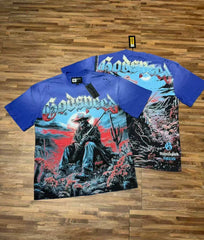 Godspeed Vintage Warrior Graphic T-Shirt – Blue Streetwear Tee