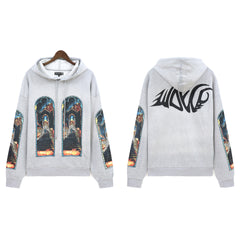 Who Decides War Lettering Stained Glass Hoodie - Light Grey/Multi