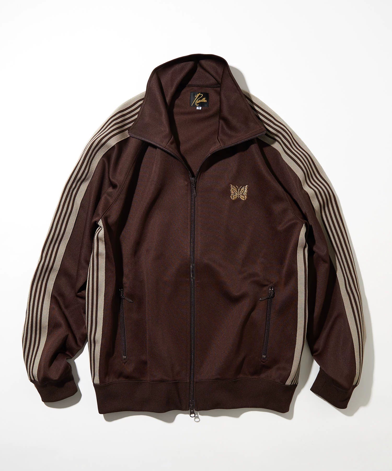 Needles Style Embroidered Butterfly Track Jacket - Dark Brown/Beige