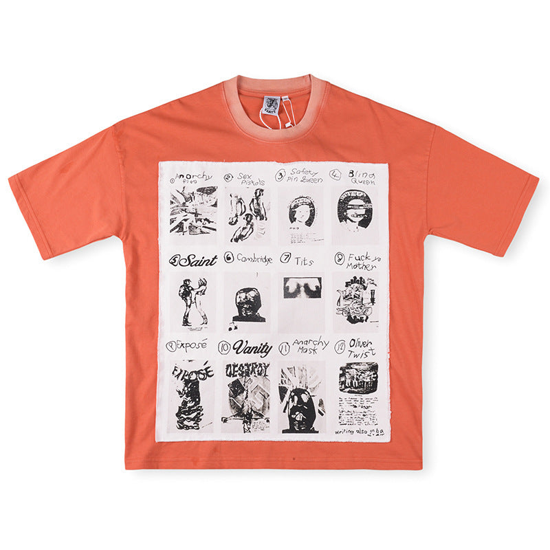 SAINT VANITY Multi-Panel Collage Graphic Short-Sleeve T-Shirt - Orange