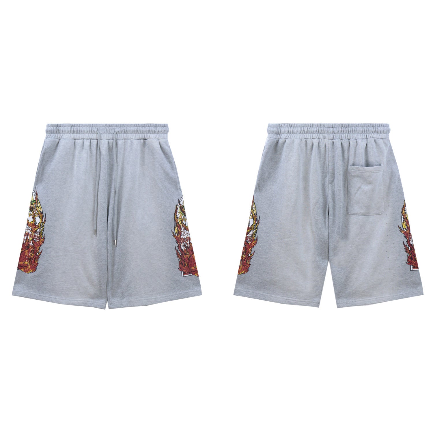 Who Decides War Flame Stained Glass Shorts - Light Grey/Silver