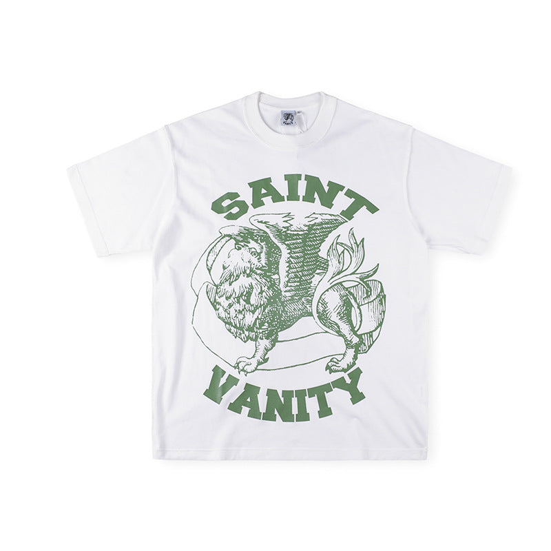 SAINT VANITY Winged Creature Graphic Short-Sleeve T-Shirt - White / Green