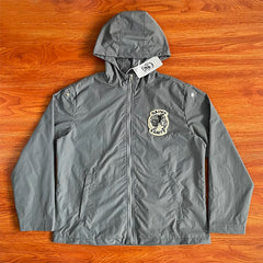 SAINT VANITY Embroidered Rivet Sports Style Casual Windbreaker - Grey