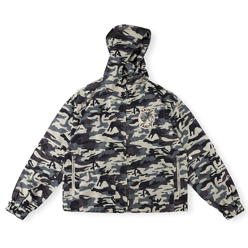 Saint Vanity Camouflage Zip Work Jacket - Grey/Black