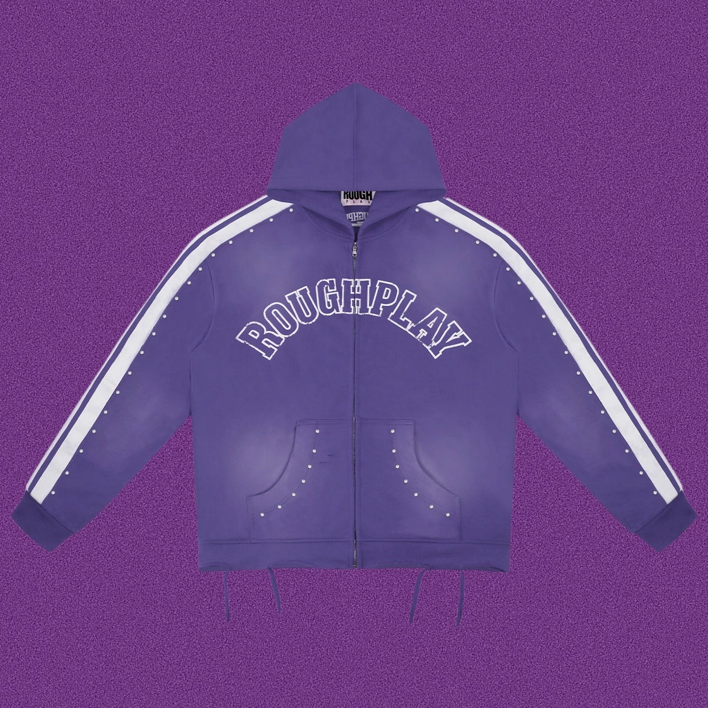 Roughplay Arch Logo Track Zip-Up Hoodie - Purple