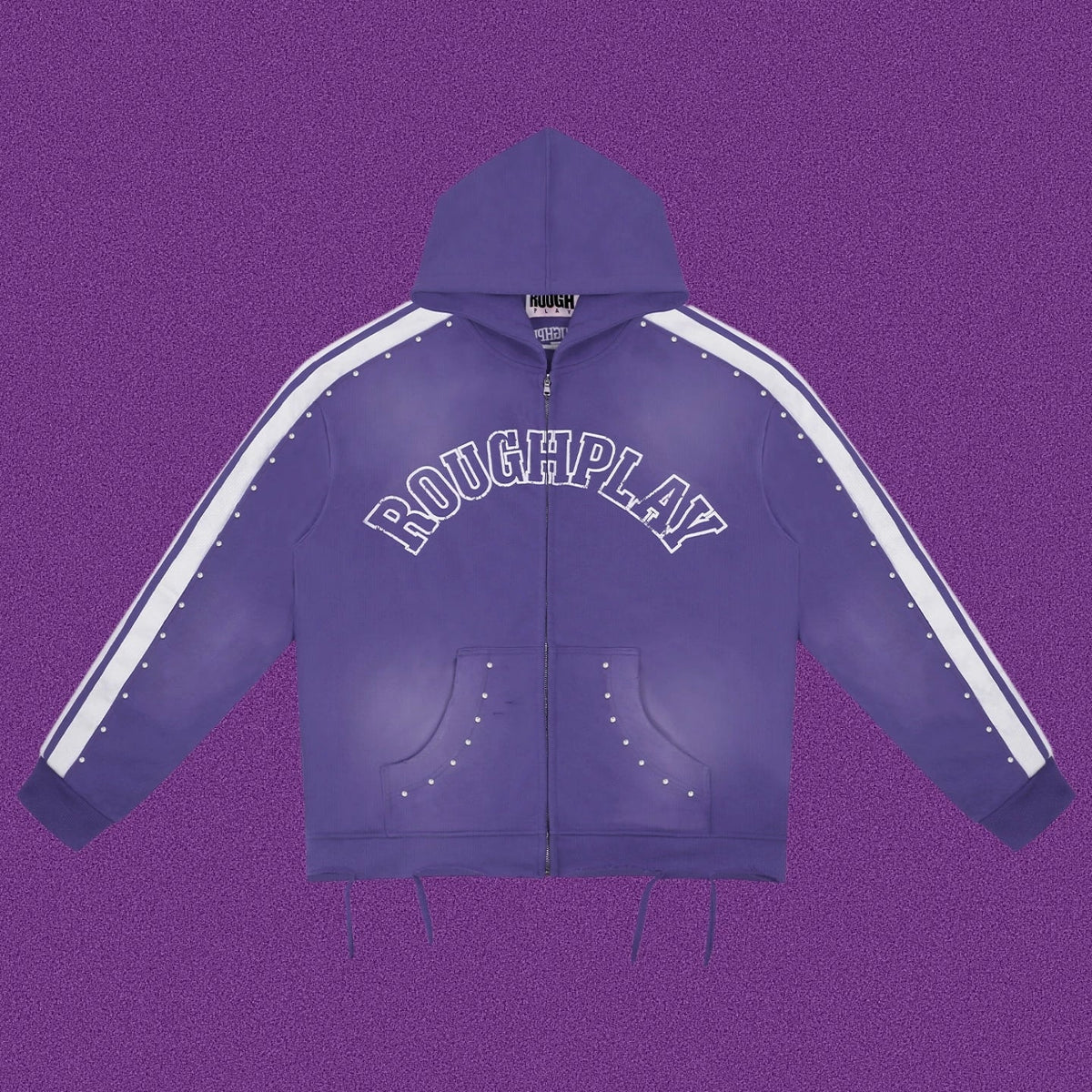 Roughplay Arch Logo Track Zip-Up Hoodie - Purple