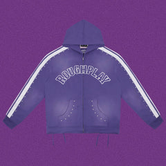 Roughplay Arch Logo Track Zip-Up Hoodie - Purple