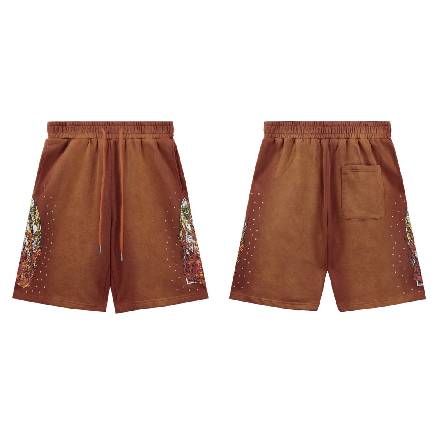 Who Decides War Flame Stained Glass Shorts - Brown/Copper Wash