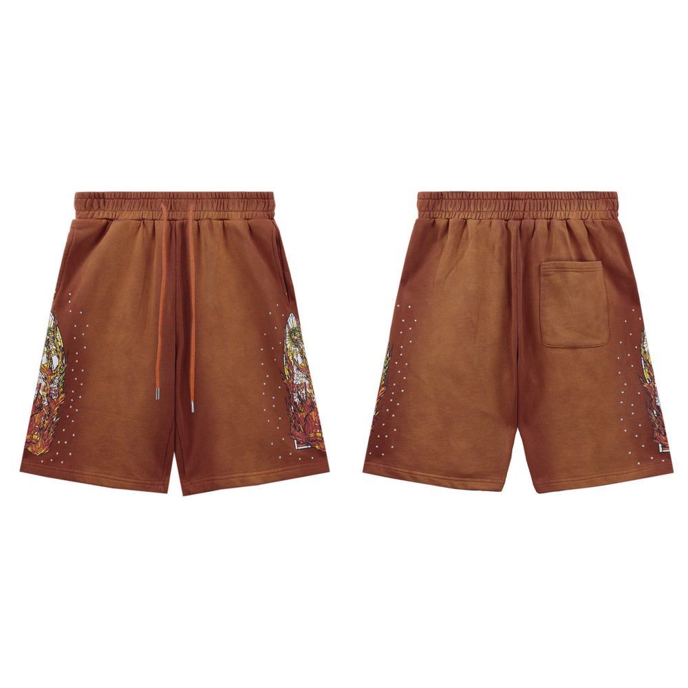 Who Decides War Flame Stained Glass Shorts - Brown/Copper Wash