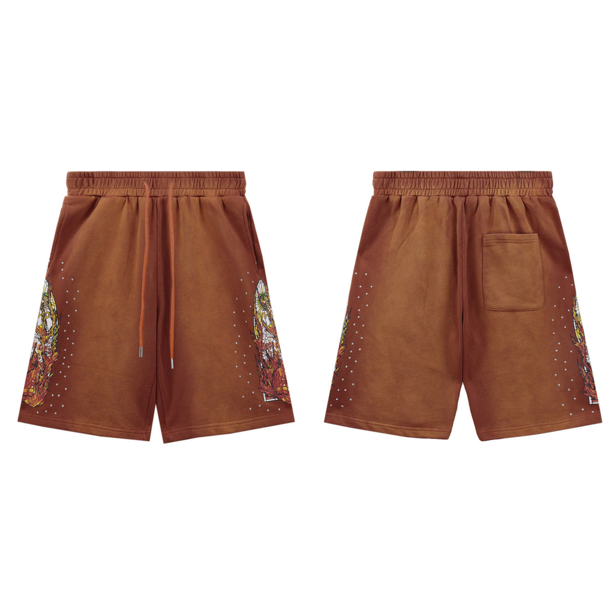 Who Decides War Flame Stained Glass Shorts - Brown/Copper Wash