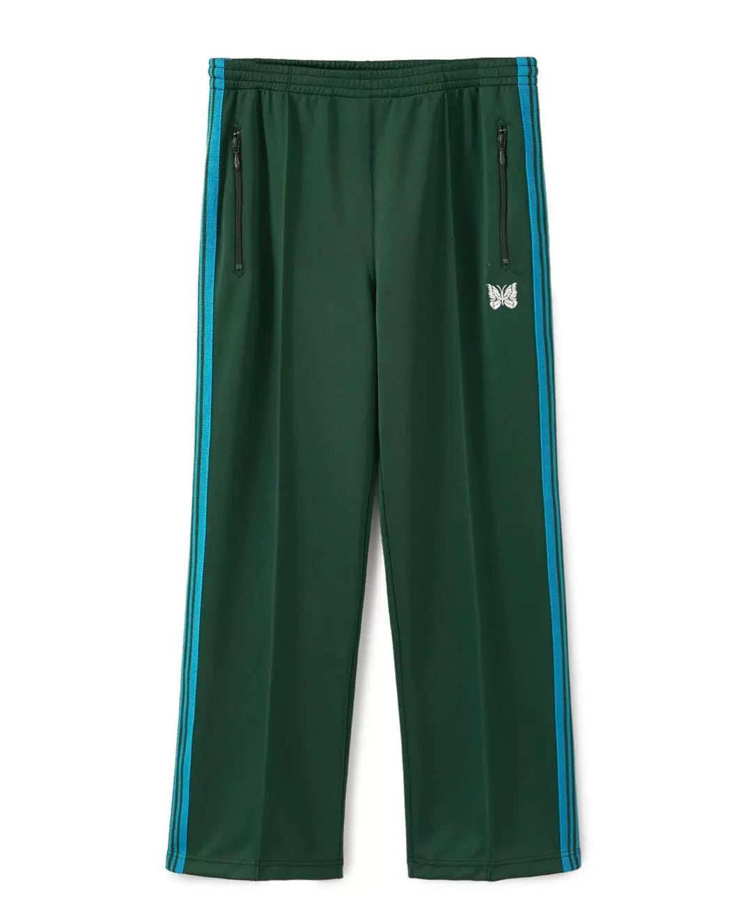 Needles Style Embroidered Butterfly Multi-Stripe Track Pants - Forest Green/Blue
