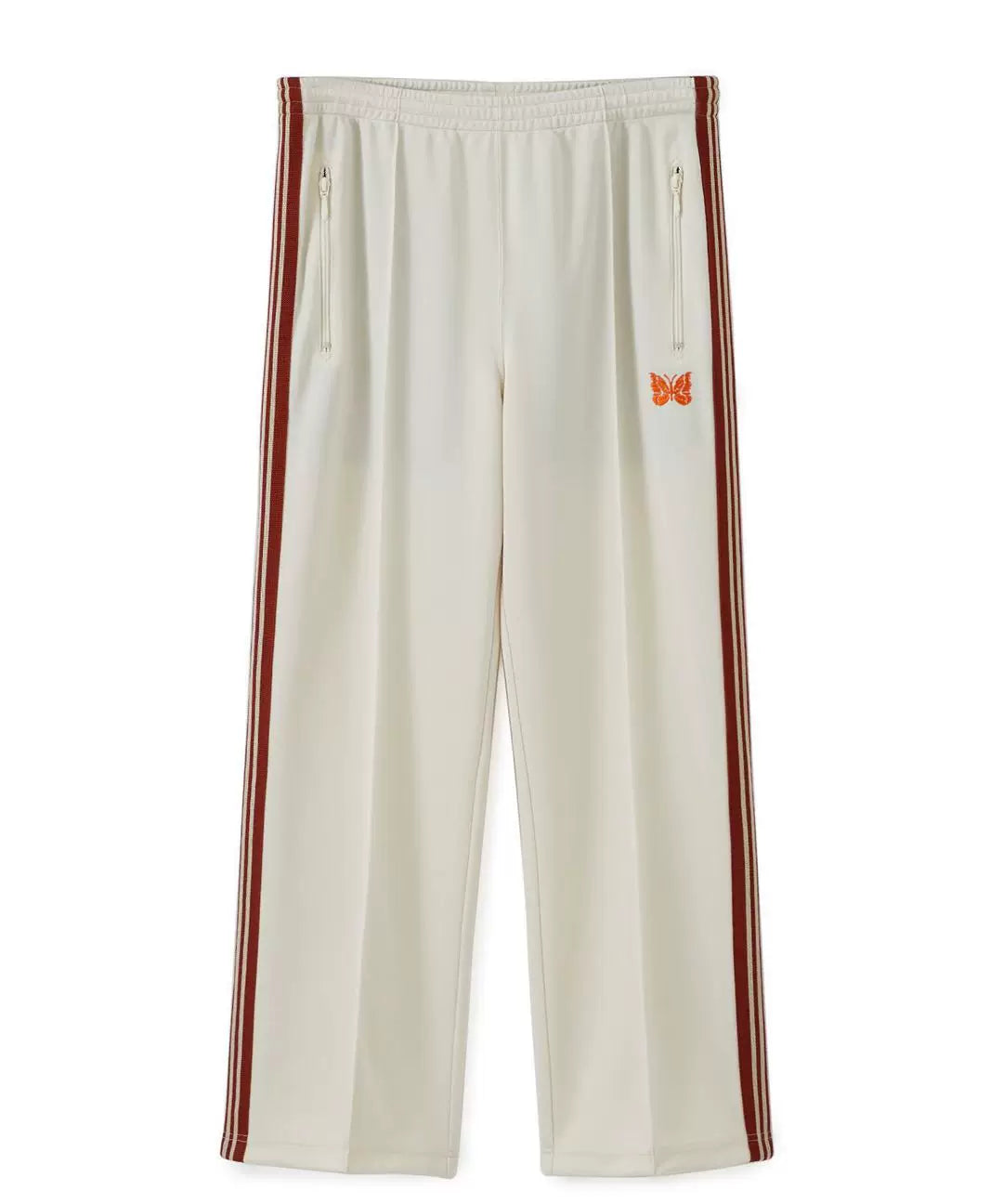 Needles Style Embroidered Butterfly Multi-Stripe Track Pants - Off-White/Burgundy