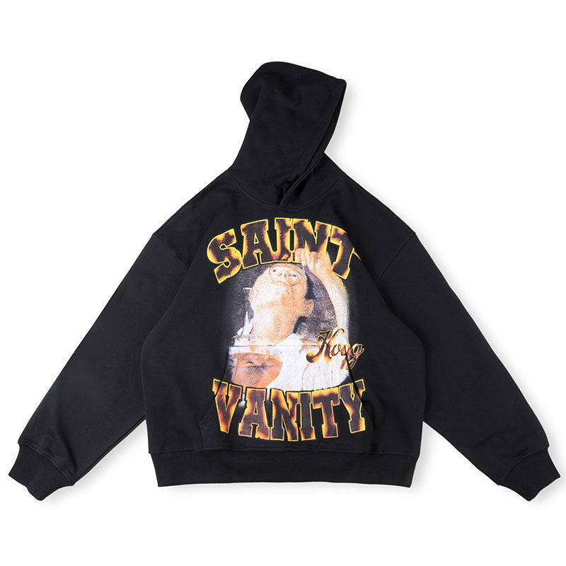 Saint Vanity Portrait Graphic Hoodie - Black