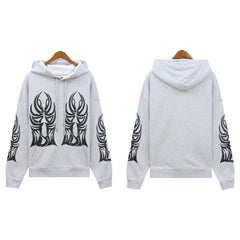 Who Decides War Gothic Totem Outline Hoodie - Light Grey/Black