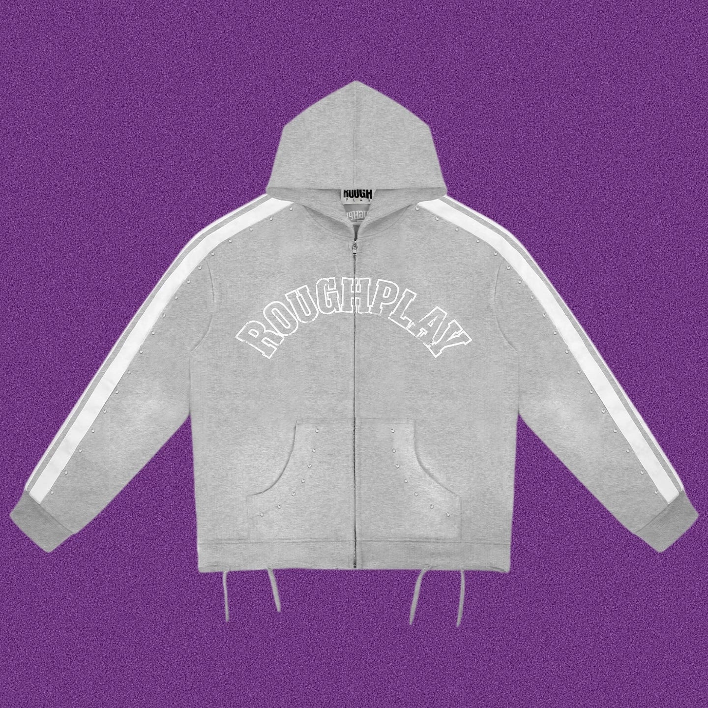 Roughplay Arch Logo Track Zip-Up Hoodie - Light Grey