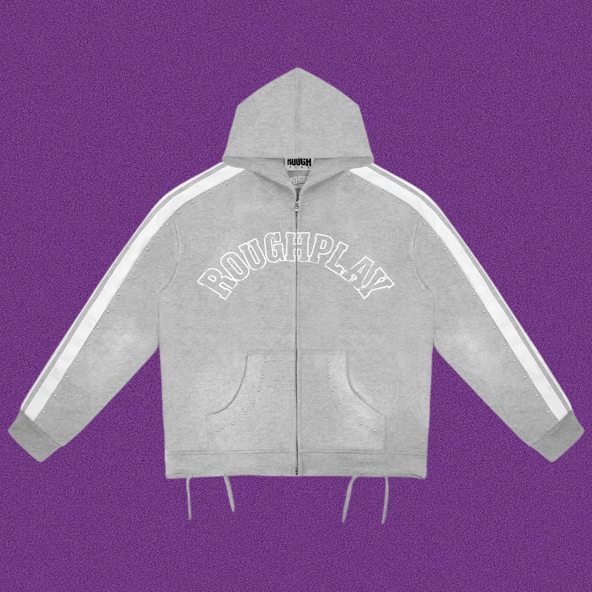Roughplay Arch Logo Track Zip-Up Hoodie - Light Grey