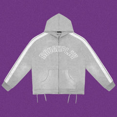 Roughplay Arch Logo Track Zip-Up Hoodie - Light Grey