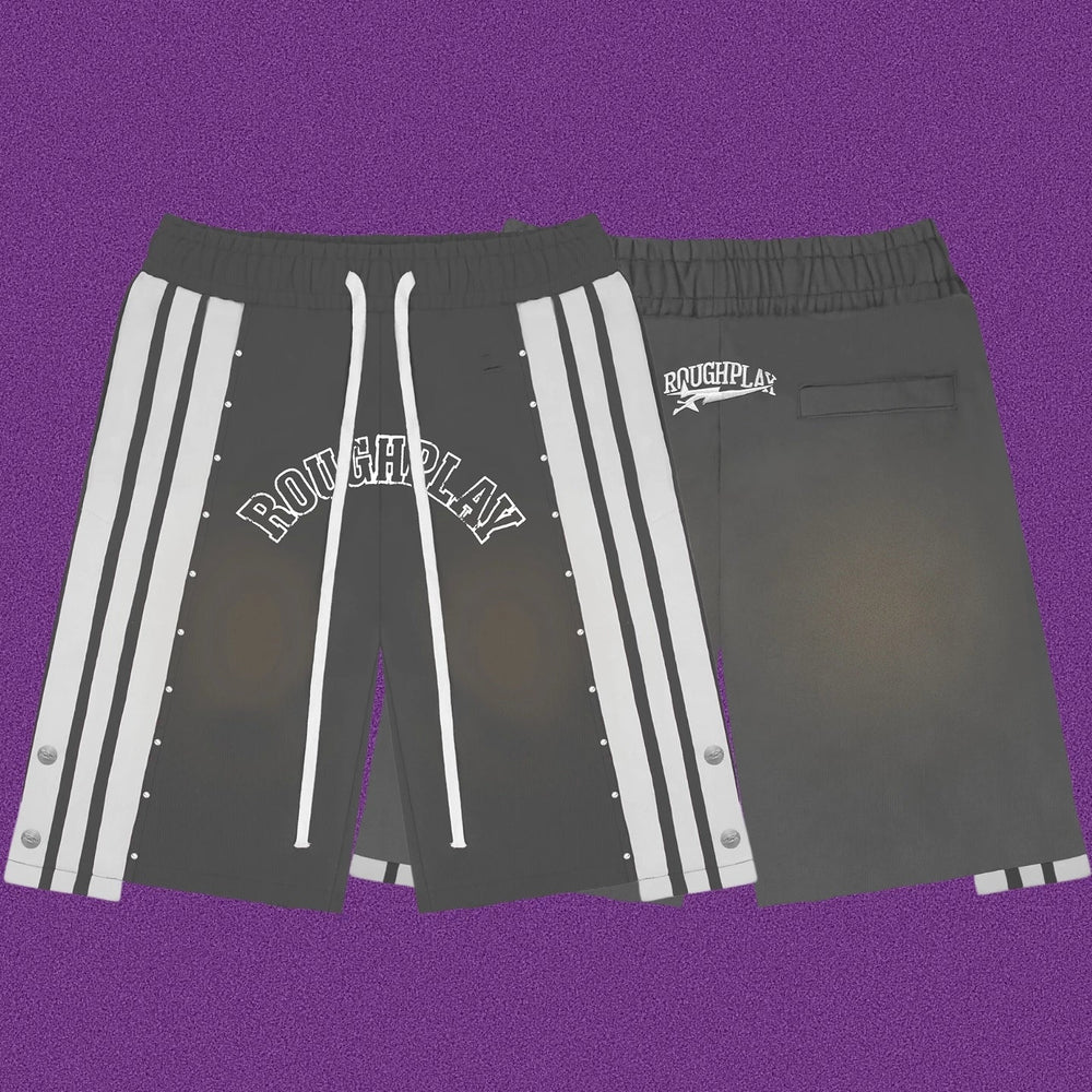 Roughplay Arch Logo Track Shorts - Dark Grey