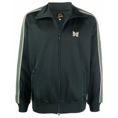 Needles Style Embroidered Butterfly Track Jacket - Forest Green/Light Grey