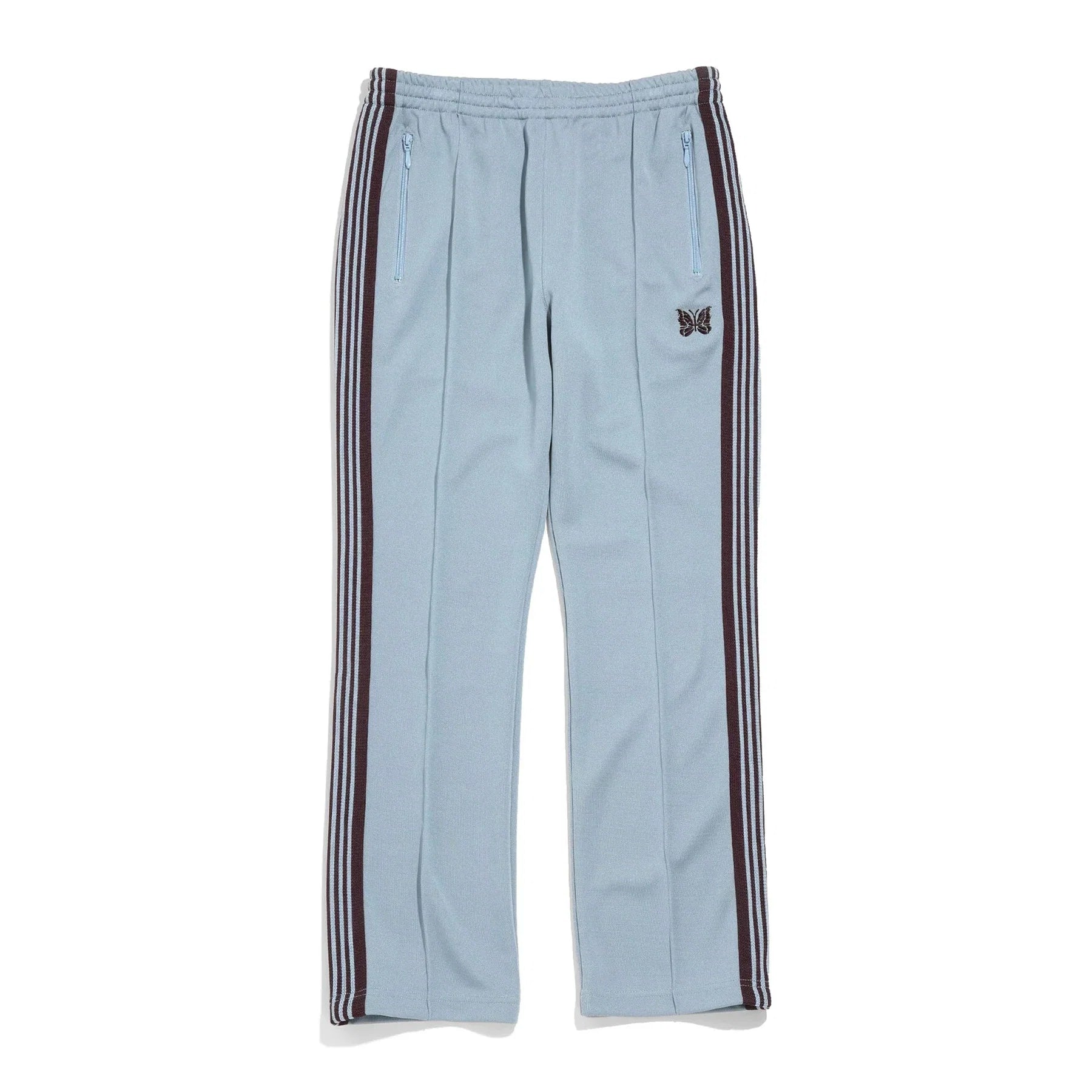 Needles Style Embroidered Butterfly Multi-Stripe Track Pants - Light Blue/Dark